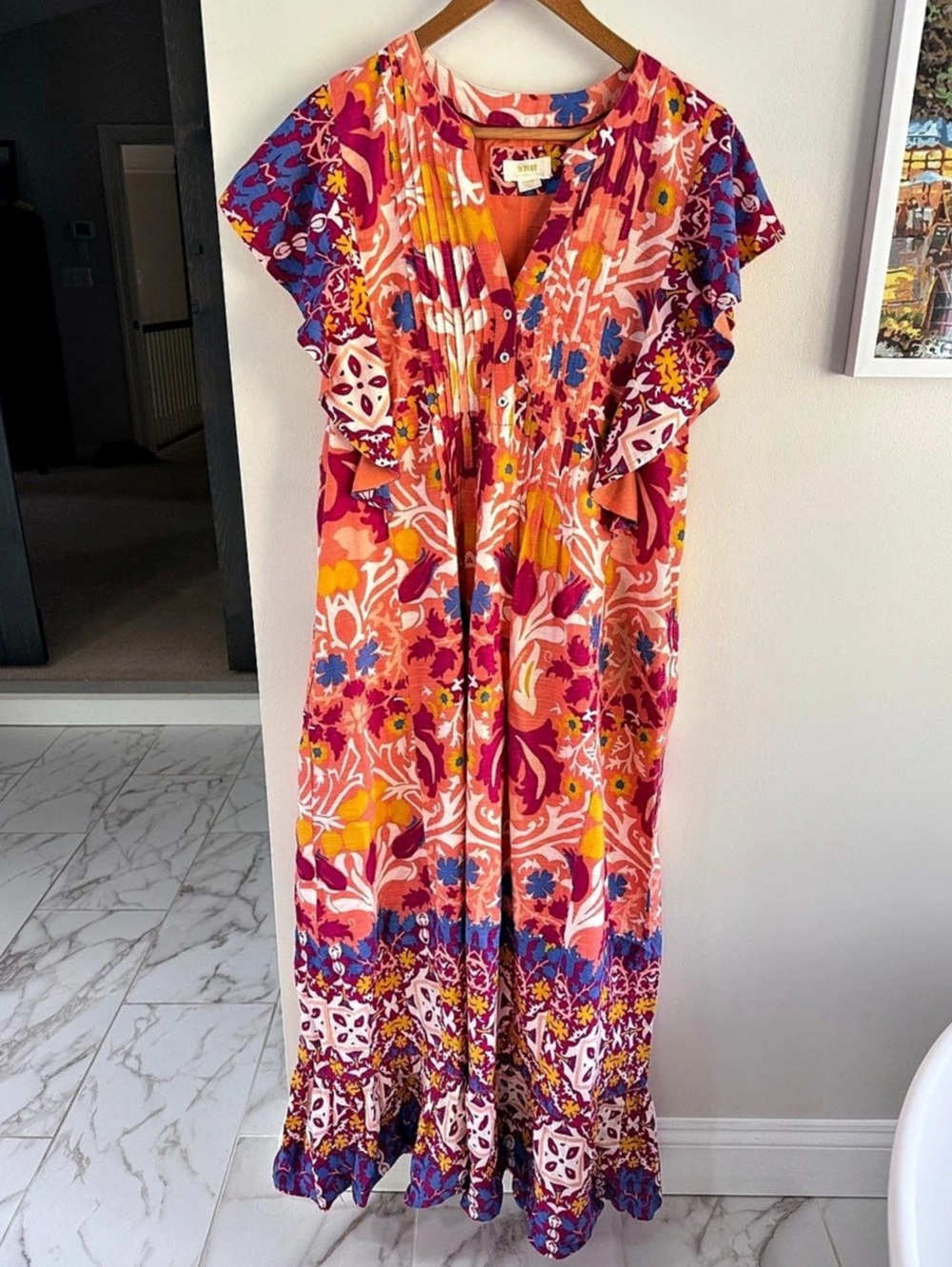Maeve by Anthropologie Floral Maxi Dress in Orange & Purple Like New